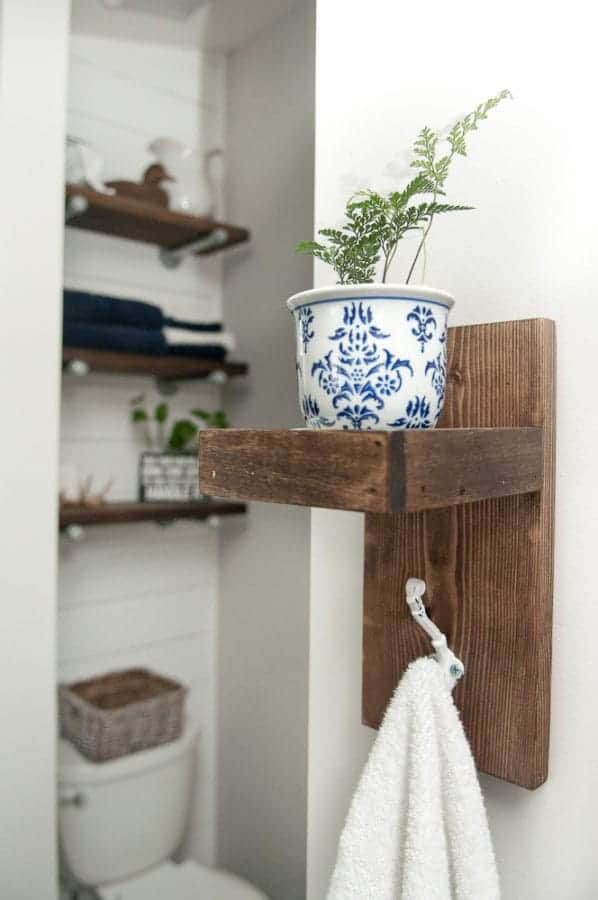 DIY Towel Holder with Shelf - Maria Louise Design
